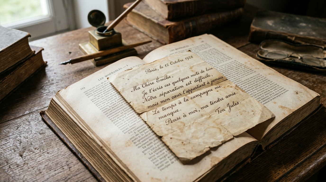 Une vieille lettre retrouvée dans un livre oublié